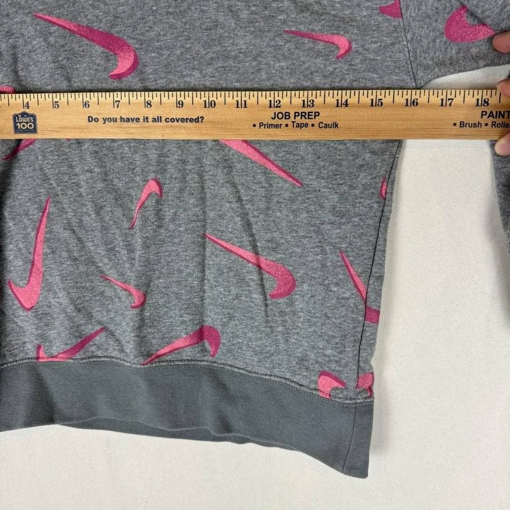 Nike Sweatshirt Kids XS Gray Pullover Fleece Allover‎ Swoosh Logo Graphic